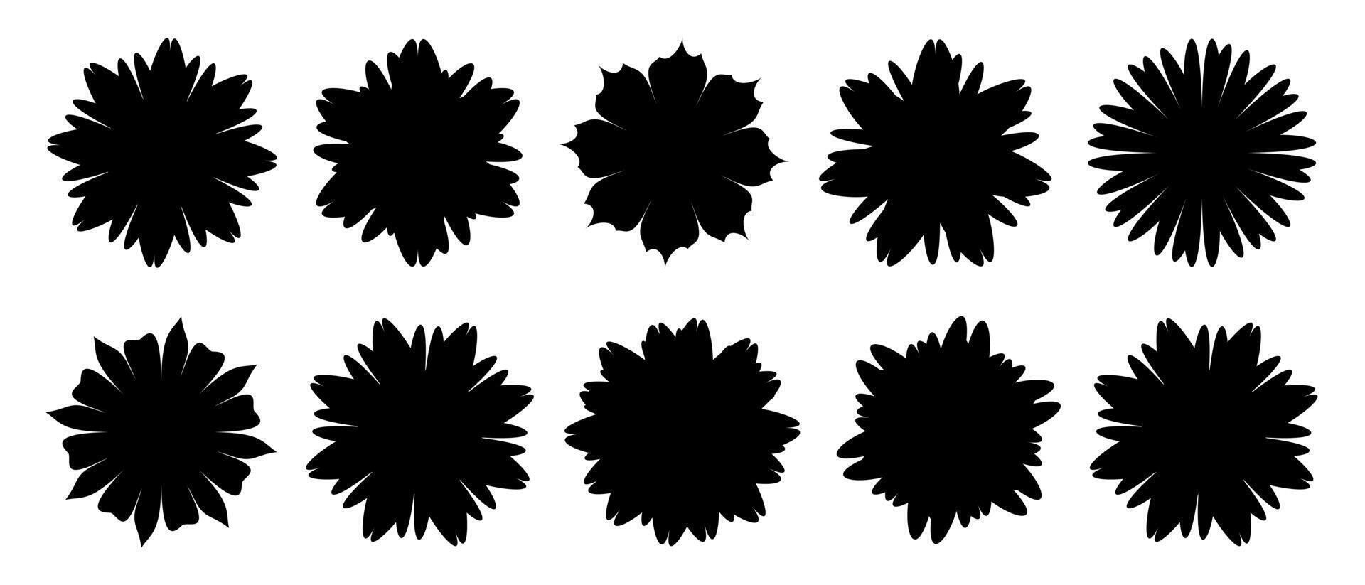Isolated Flower Shape Silhouette Collection vector