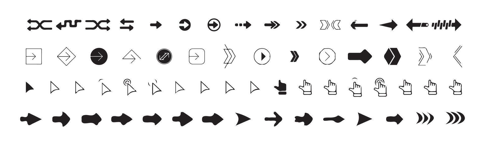 Different type Arrow Icons Hand-Drawn vector