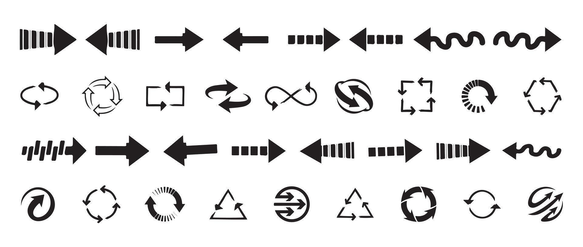 Arrow Line Icons set black and white for presentation your website vector