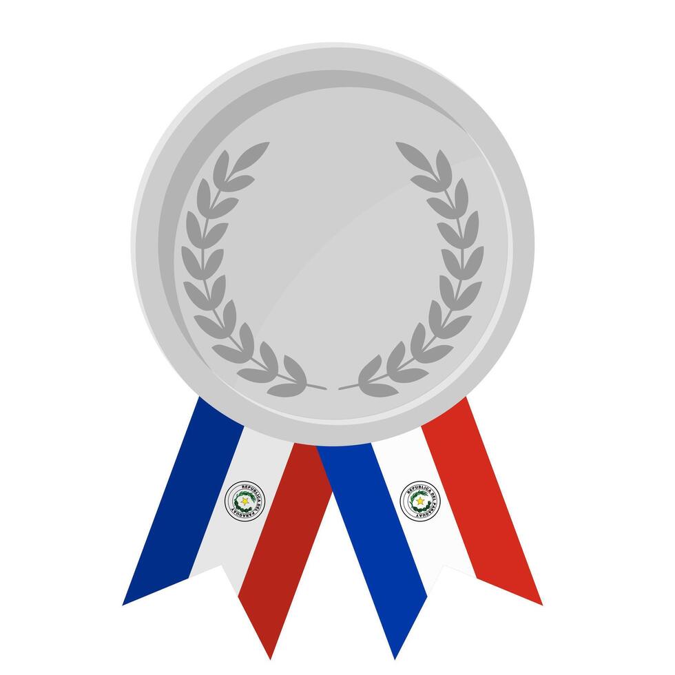 Silver award medal with Paraguay flag ribbons for winners vector