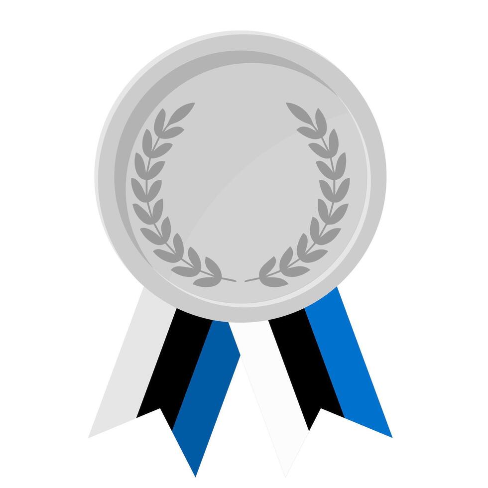 Silver award medal with Estonia flag ribbons for winners vector