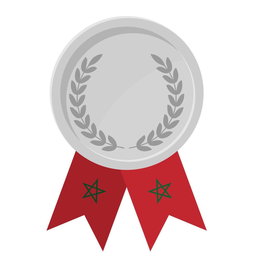 Silver award medal with Morocco flag ribbons for winners vector