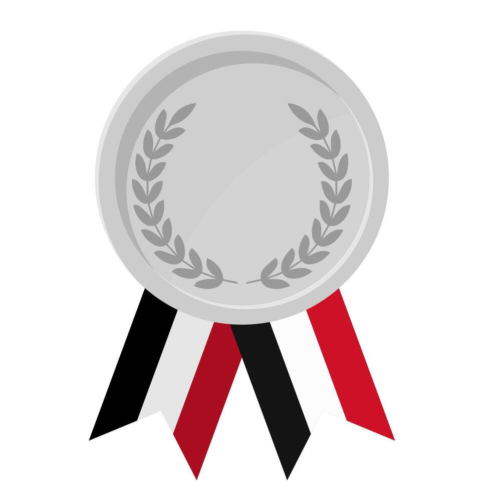 Silver award medal with Yemen flag ribbons for winners vector
