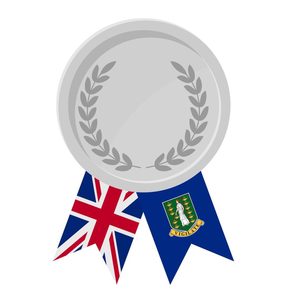 Silver award medal with British Virgin Islands flag ribbons for winners vector