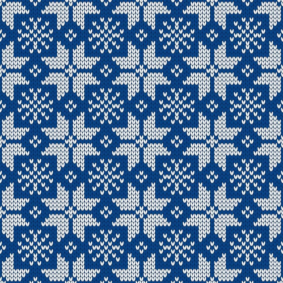 Christmas and New Year traditional knitted seamless pattern with snowflakes. Norwegian style sweater. Wool texture, illustration vector
