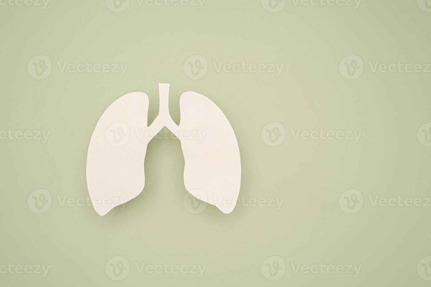 Close-up of a lung symbol on a green background with space for text. photo