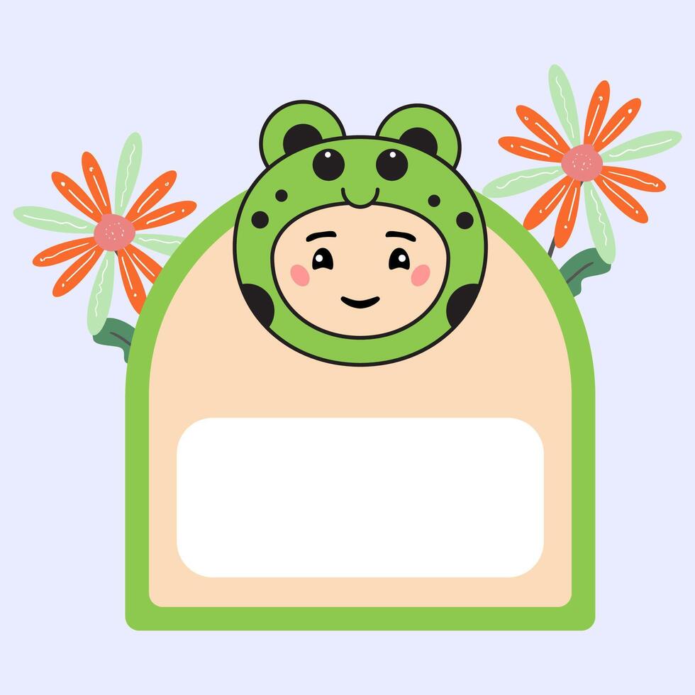 Cute Frog Name Tag Illustration vector