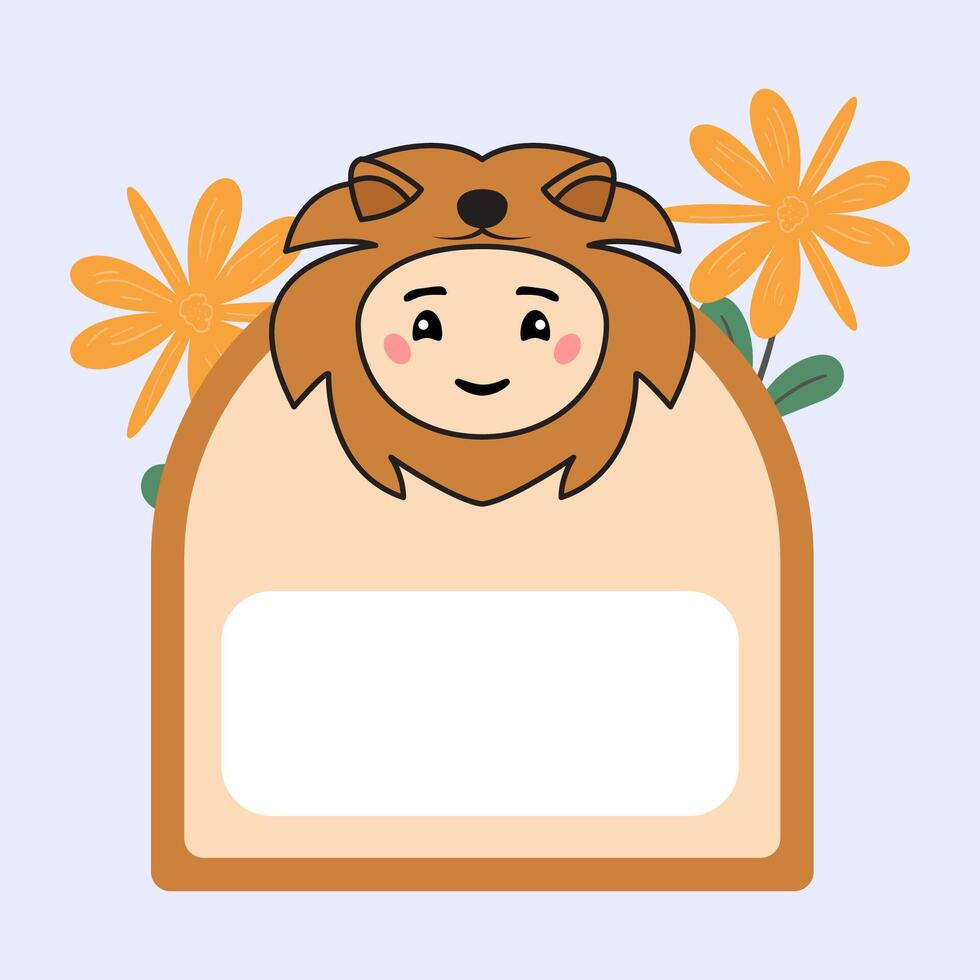 Cute Lion Name Tag Illustration vector