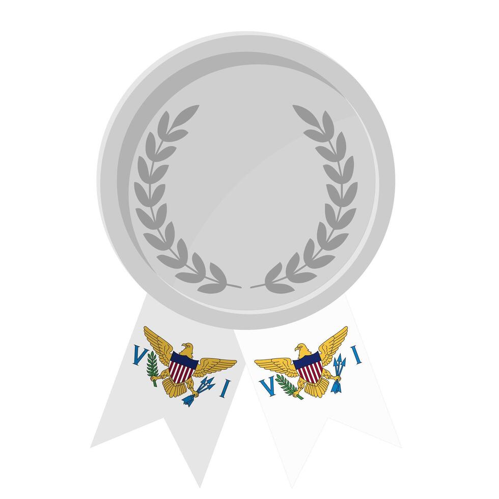 Silver award medal with United States Virgin Islands flag ribbons for winners vector