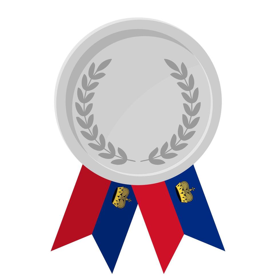 Silver award medal with Liechtenstein flag ribbons for winners vector