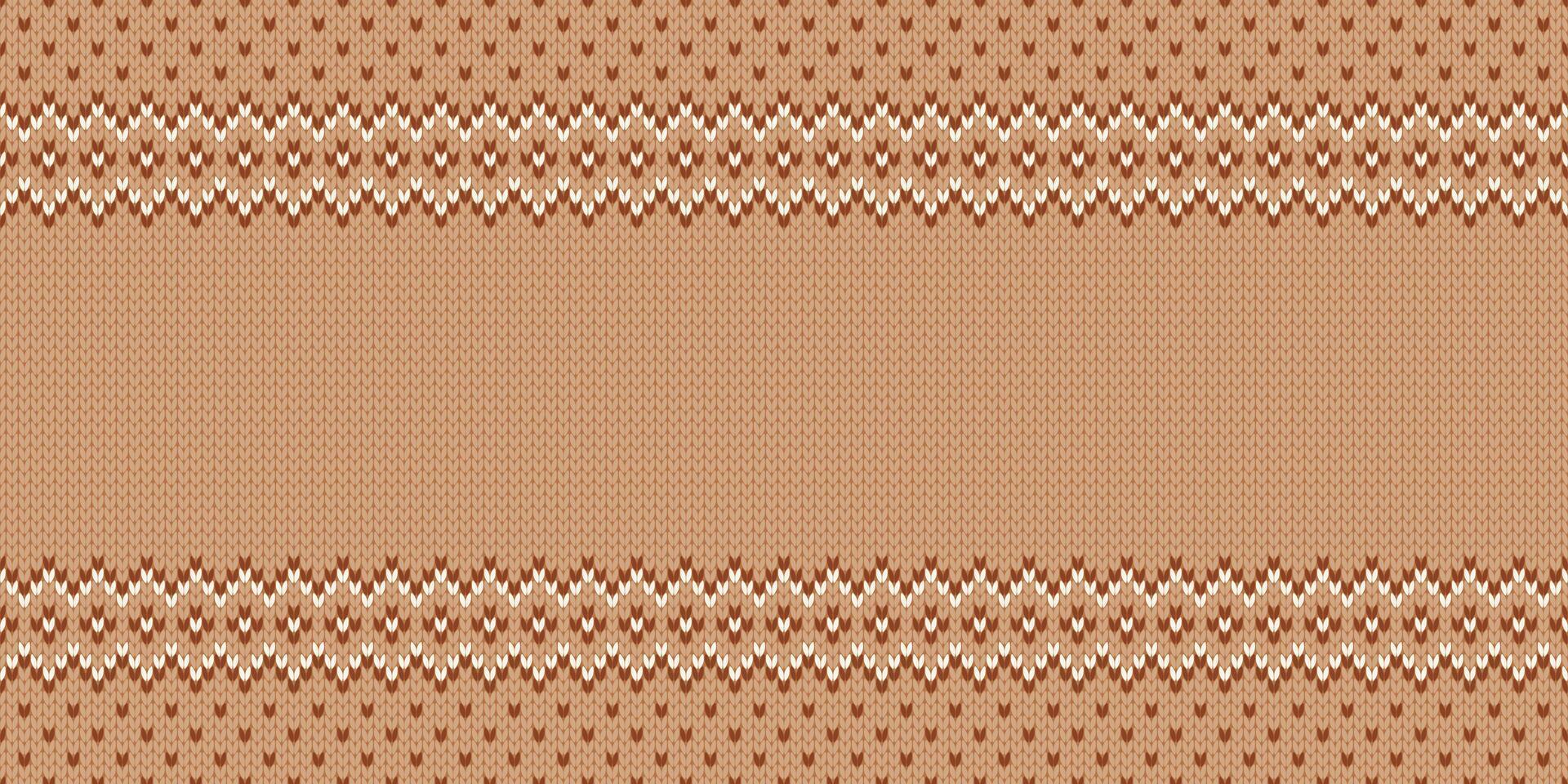 Knitwear texture. Template with empty place for text. Traditional seasonal wide background for holiday design. Winter knitted wool seamless sweater pattern. Christmas, beige vector