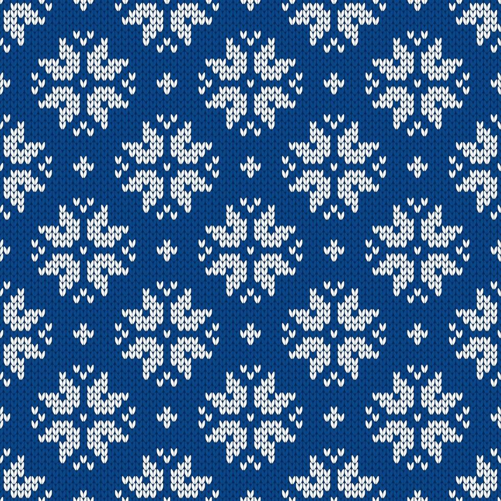 Christmas, New Year traditional knitted seamless pattern with snowflakes. Norwegian style sweater. Wool texture illustration. Holiday background. vector
