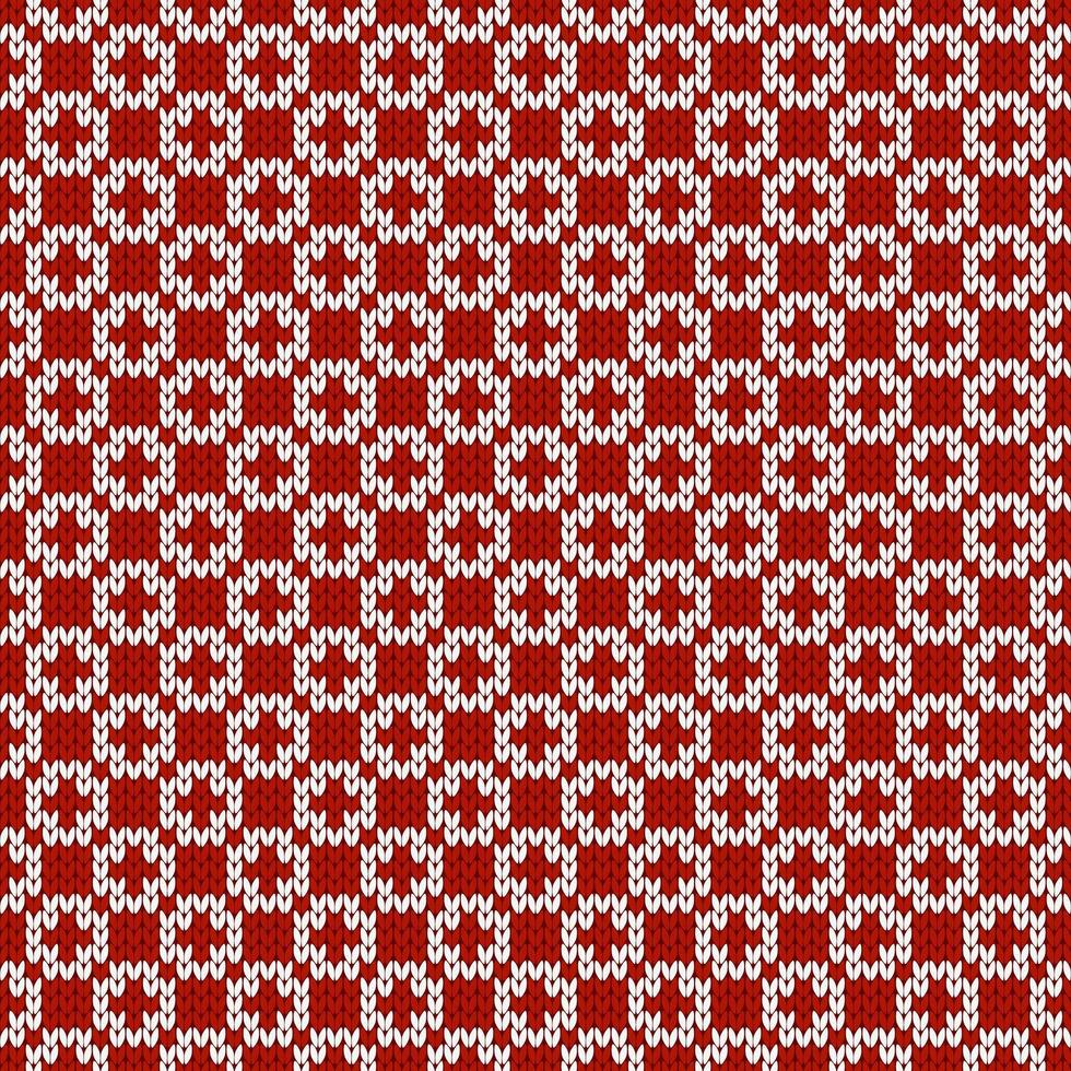 Winter knitted pattern. Nordic style ornament. Holiday background. Grid pattern, seamless wool texture, red illustration. vector