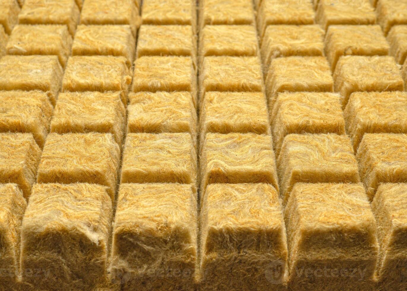 Close-up of rockwool for plantation balancing moisture and oxygen. photo