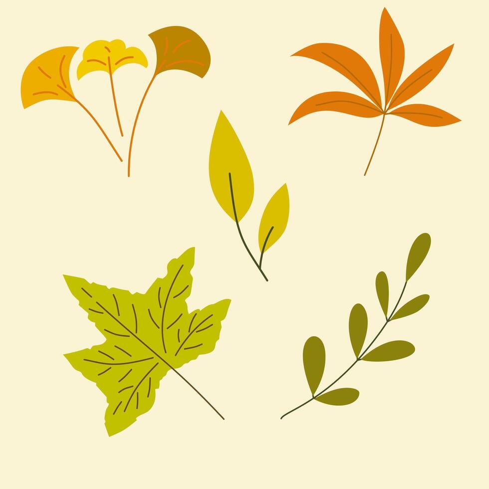 Set autumn leaves illustration vector