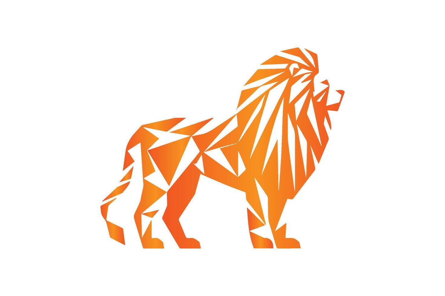 Lion geometric logo on white background. Wild animal illustration. vector