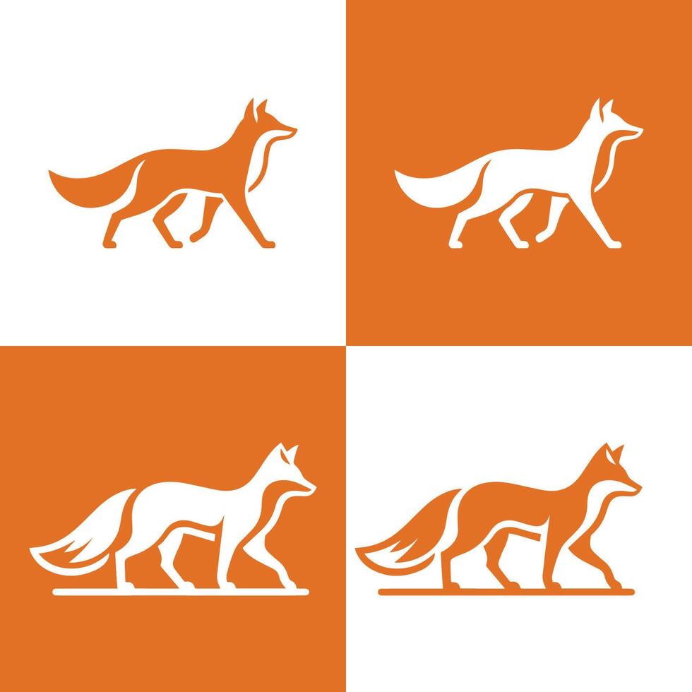 Minimalist fox logo design. Wild animal concept icons. vector