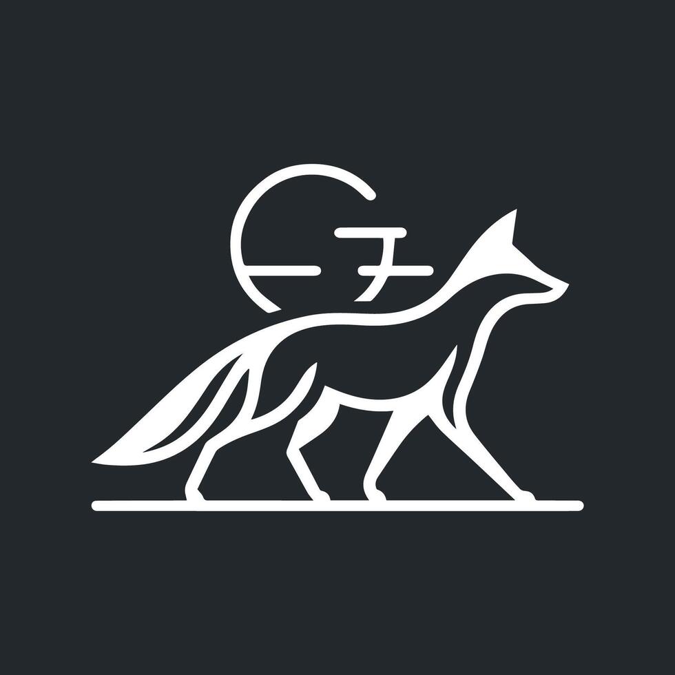 Black and white fox logo design. Wild animal concept icon. vector