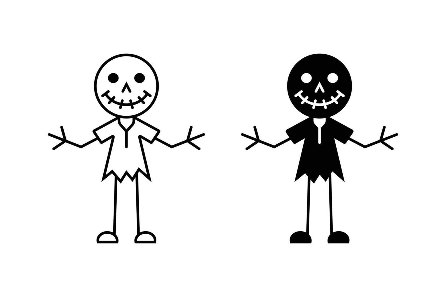 Scary scarecrow black silhouette art vector