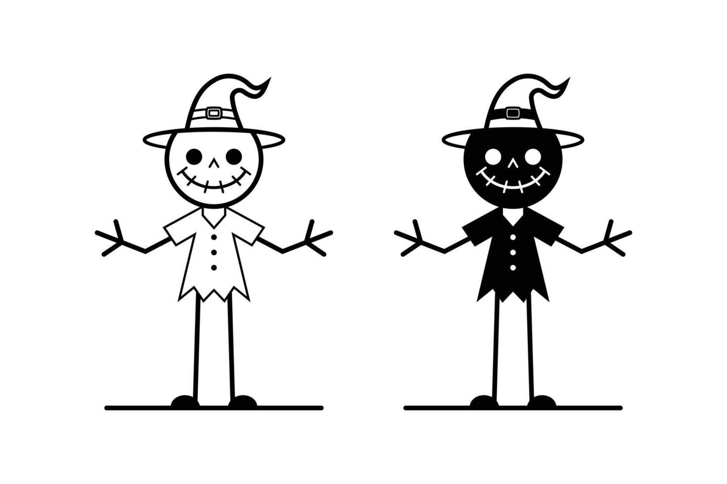 Halloween scarecrow silhouette art vector