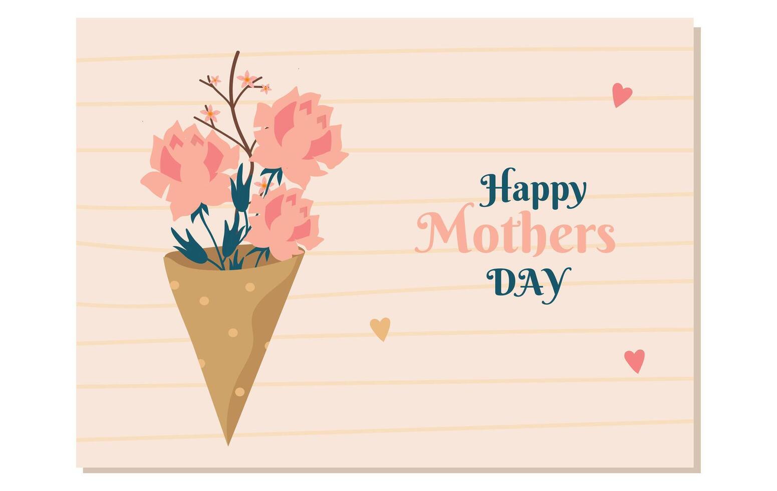 Happy Mothers Day 5 May card banner invitation poster with peonies vector