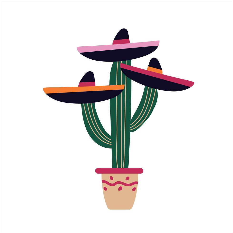 Cinco De Mayo Day 5 May card banner invitation poster with cactus in sombreros vector