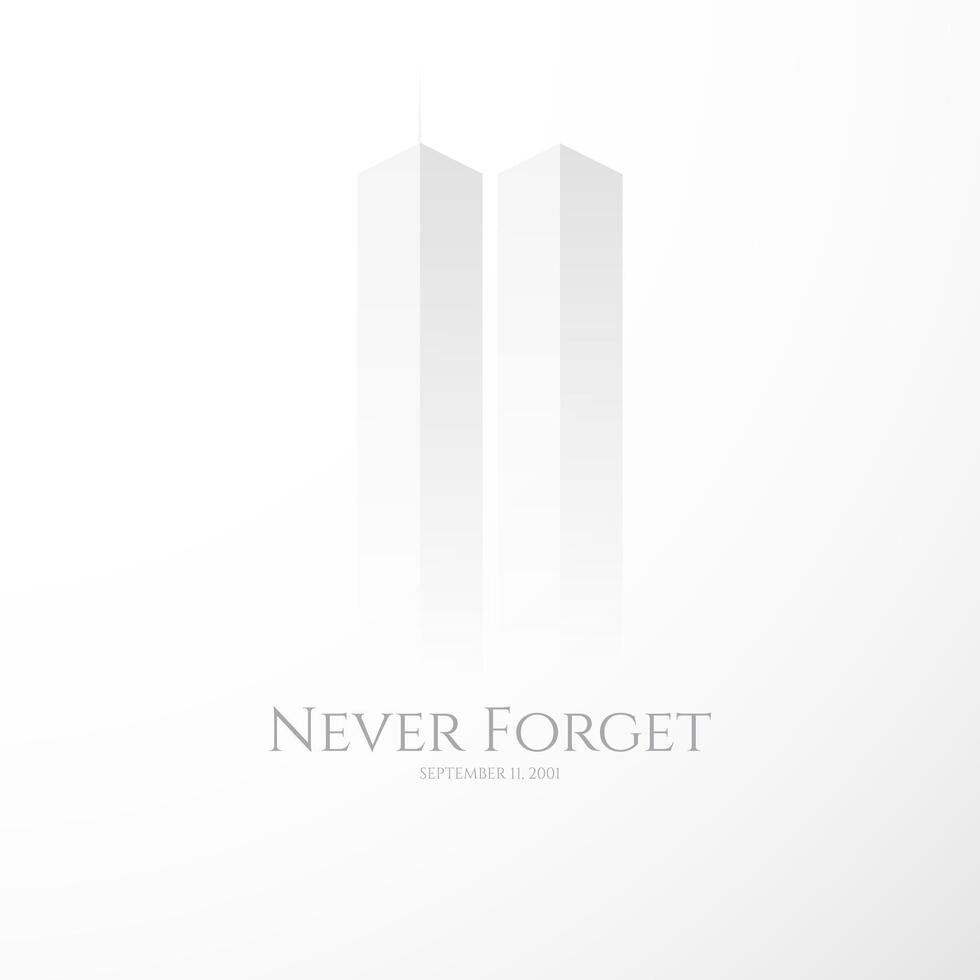 Never Forget Patriot Day September 11th white background illustration vector