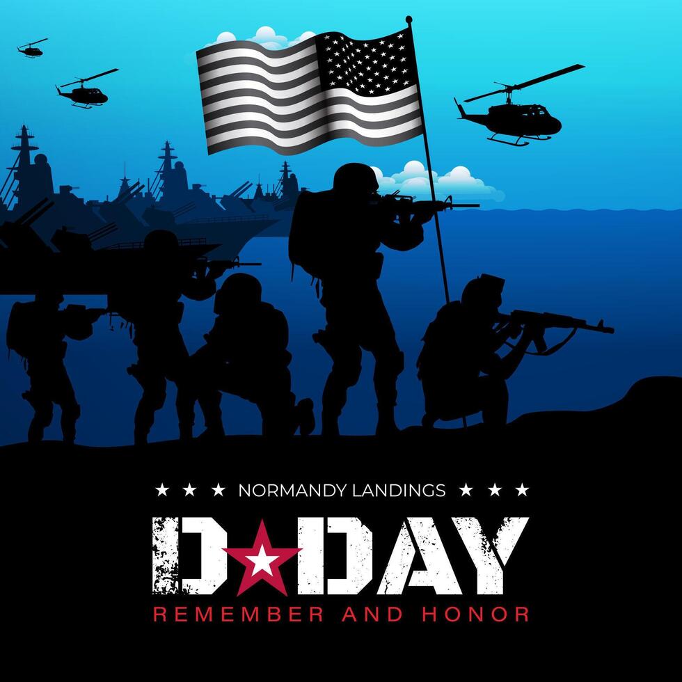 D Day Normandy Landings June 06 Background illustration vector