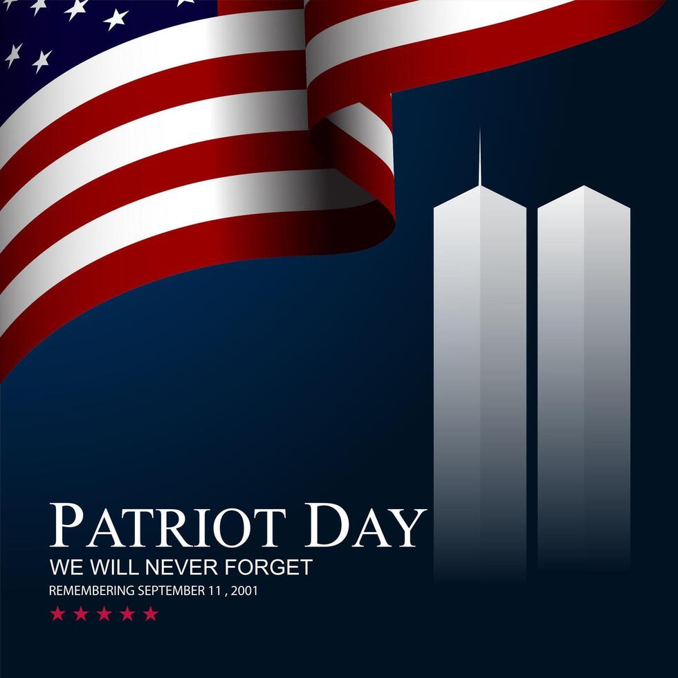 Never Forget Patriot Day September 11th background illustration vector