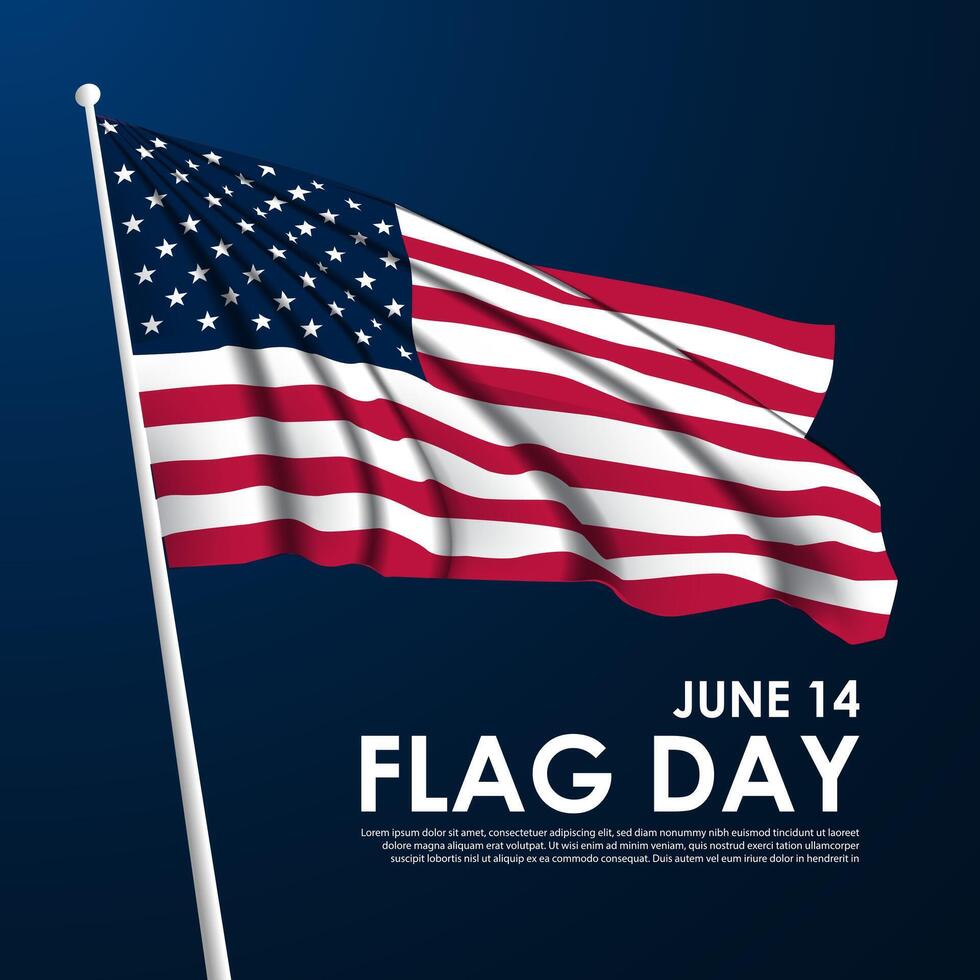 Happy Flag Day In United States June 14 Background vector