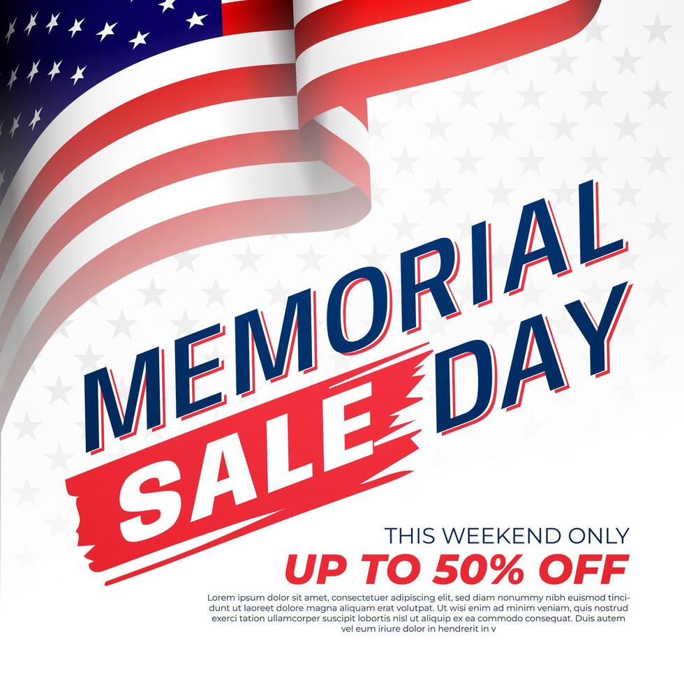 Memorial Day Sale illustration, suitable for promotion an banner vector