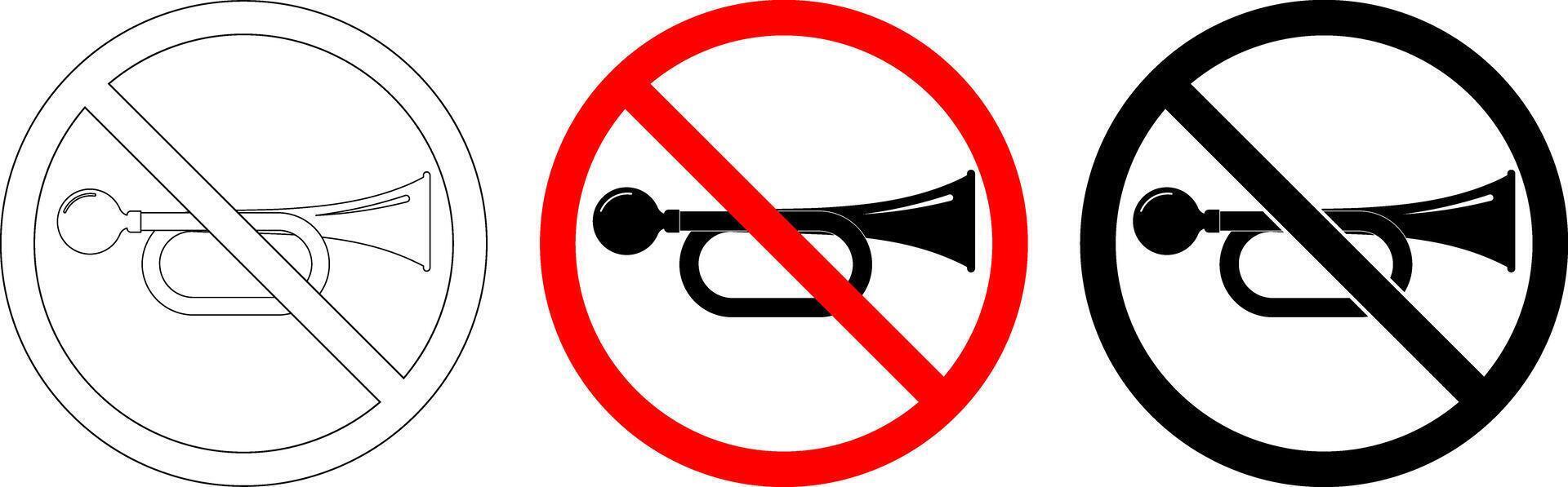 circle No Horn sign set vector