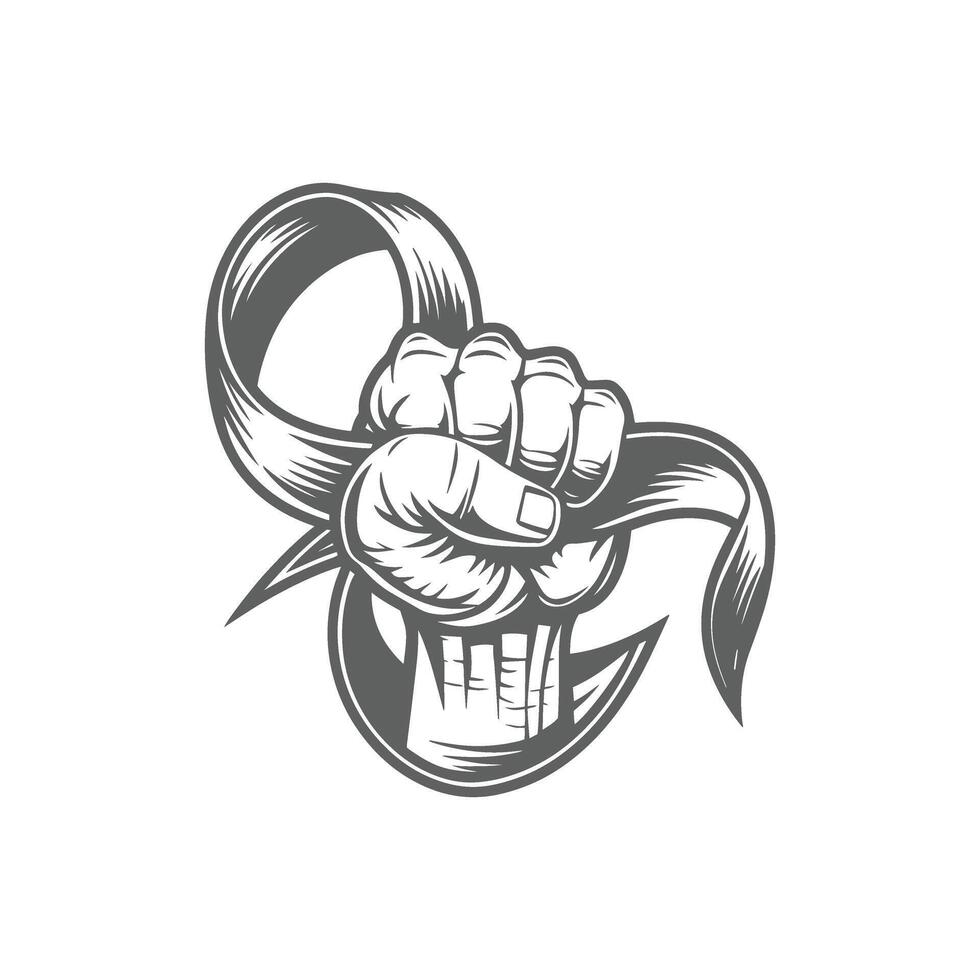 Fist Clenching a Ribbon Symbol of Strength and Awareness Illustration vector