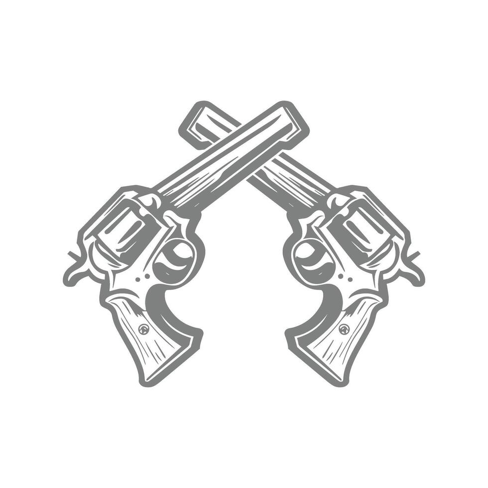 Crossed Revolvers Design Illustration vector