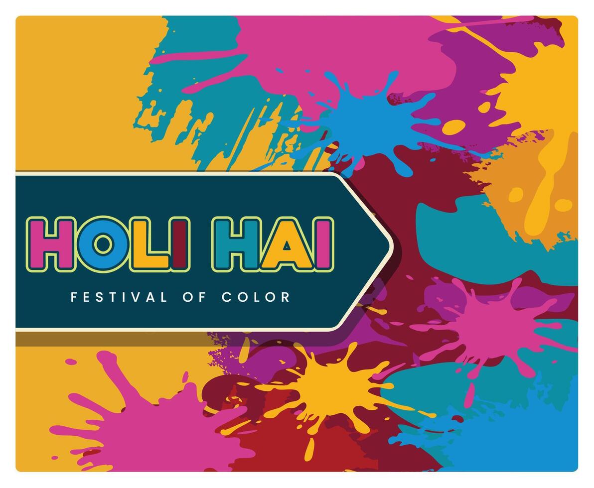 Vibrant Holi festival banner with colorful splashes. vector