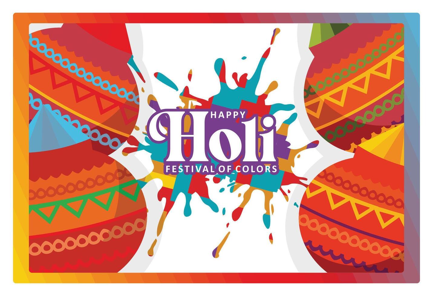 Colorful Holi festival banner with splash of colors. vector
