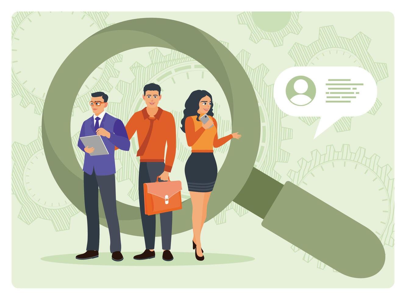 Human resource concept. HR Manager Looking for Job Candidates, Reviewing CV. vector