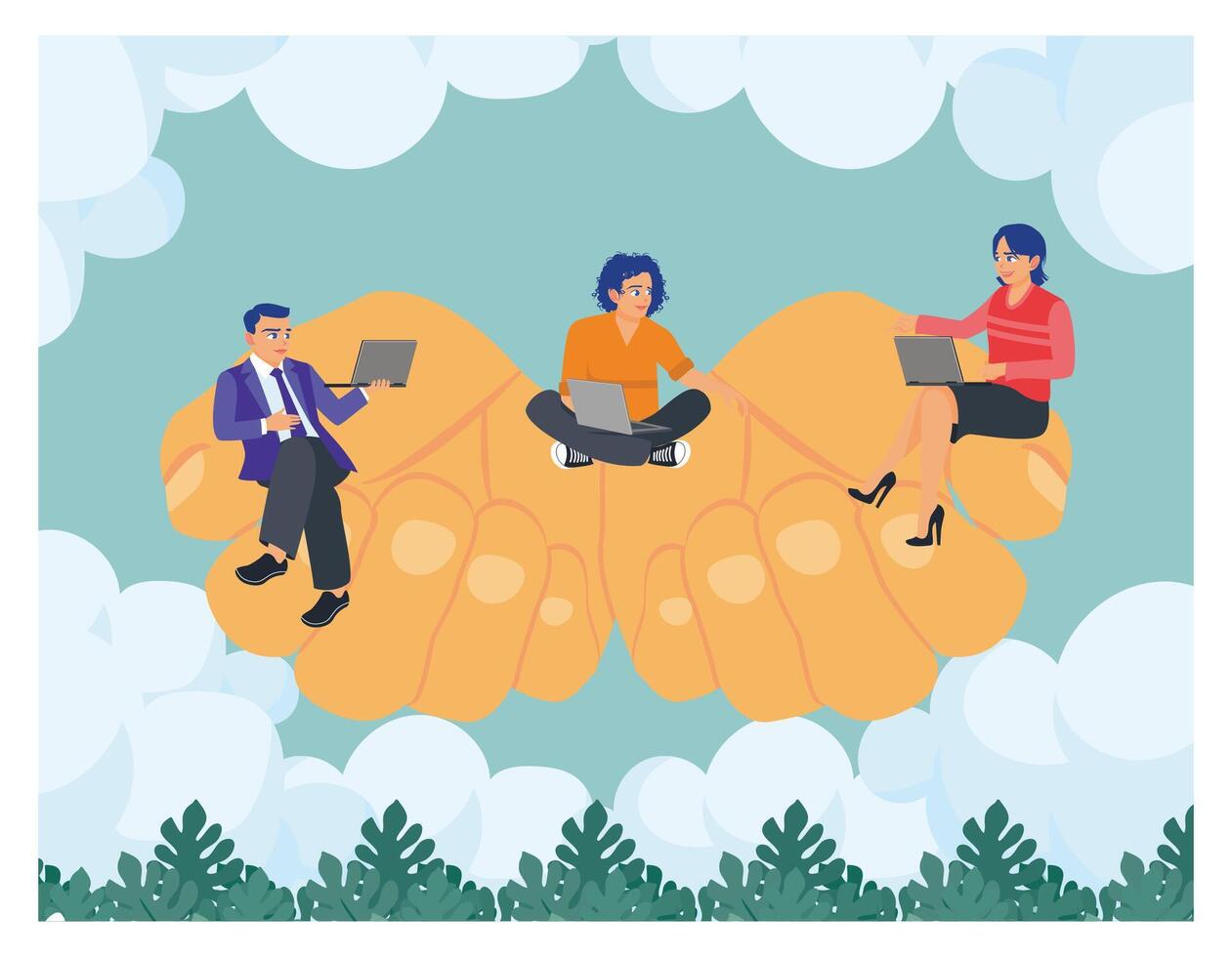 Employee Care and Labor Support with Social Security Tiny Person Concept. vector
