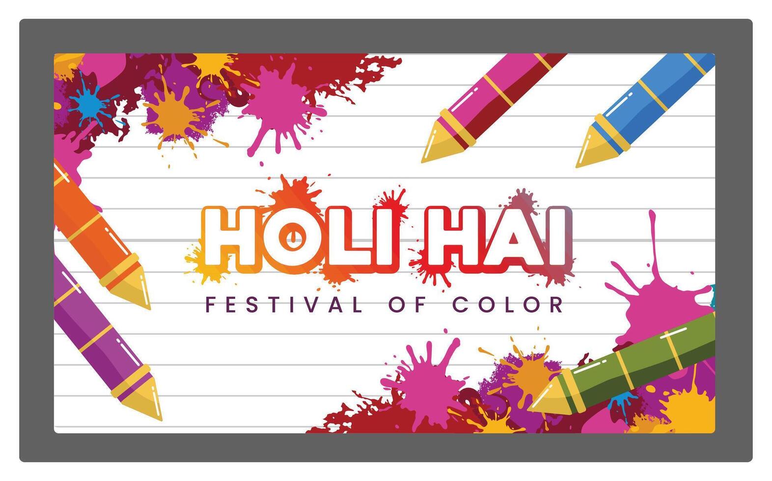 Colorful Holi Hai designs celebrate the festival of colors. vector