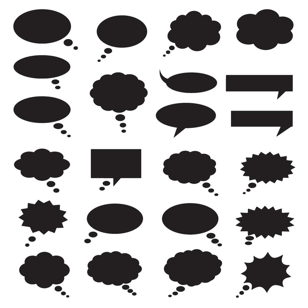 Minimalist speech bubble graphics silhouette bundle for graphic design, layout, and digital illustration vector