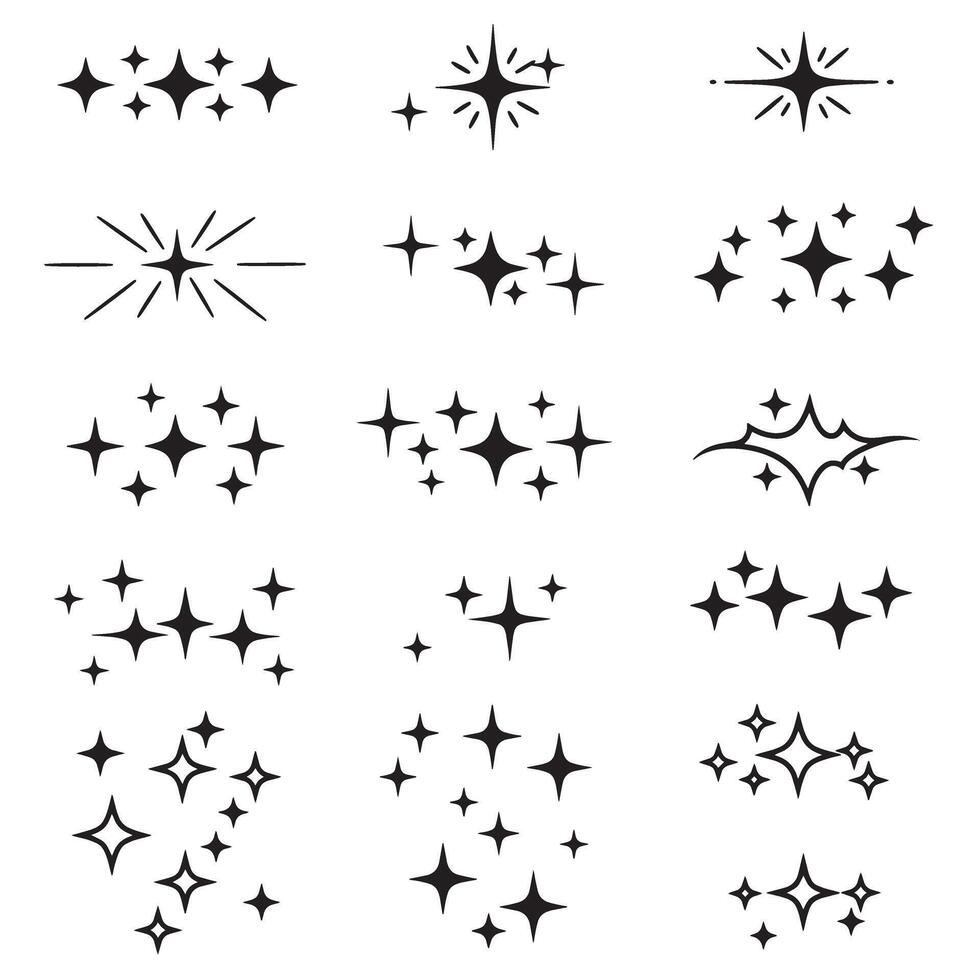 Comic style sparkle line silhouette graphics bundle with energy motion stroke for dynamic visuals vector