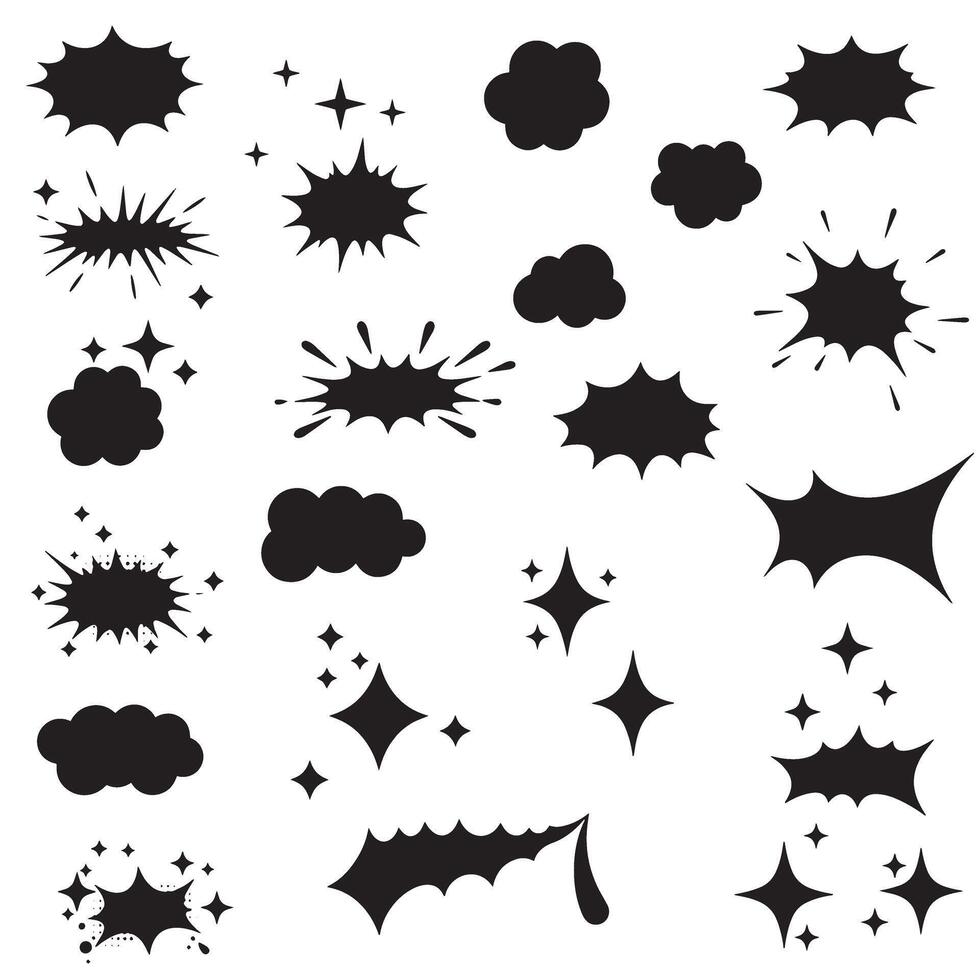 Dynamic comic sparkle line design silhouette set with pop art elements for speed and energy artwork vector