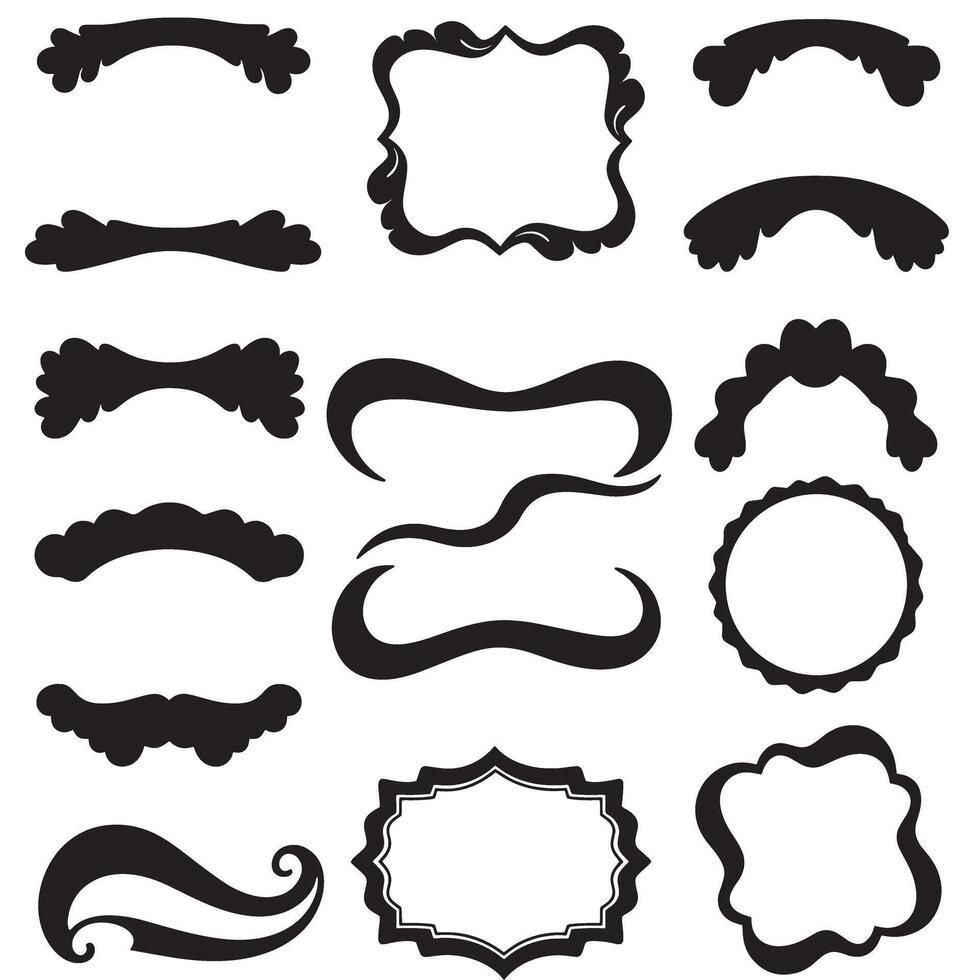 Abstract geometric shapes Vintage Groovy Photo Frame Design Silhouette bundle with bold retro shapes and frame icons vector