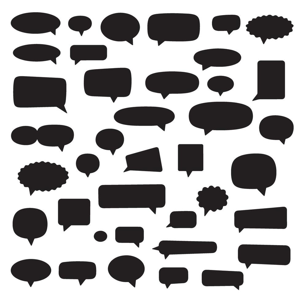 Bubble and dialogue box element silhouette bundle for messaging and web graphics vector