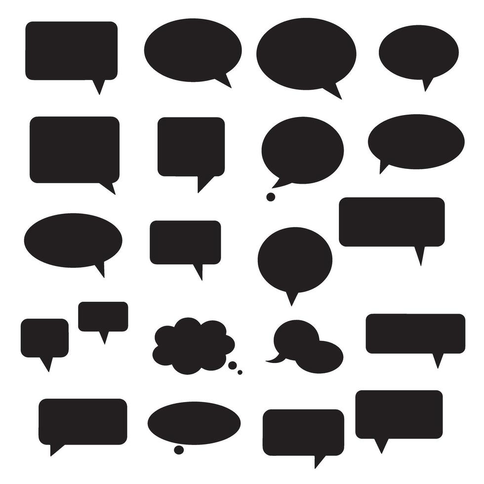 Dialogue box element silhouette bundle for comics, messages, and chat icon design vector