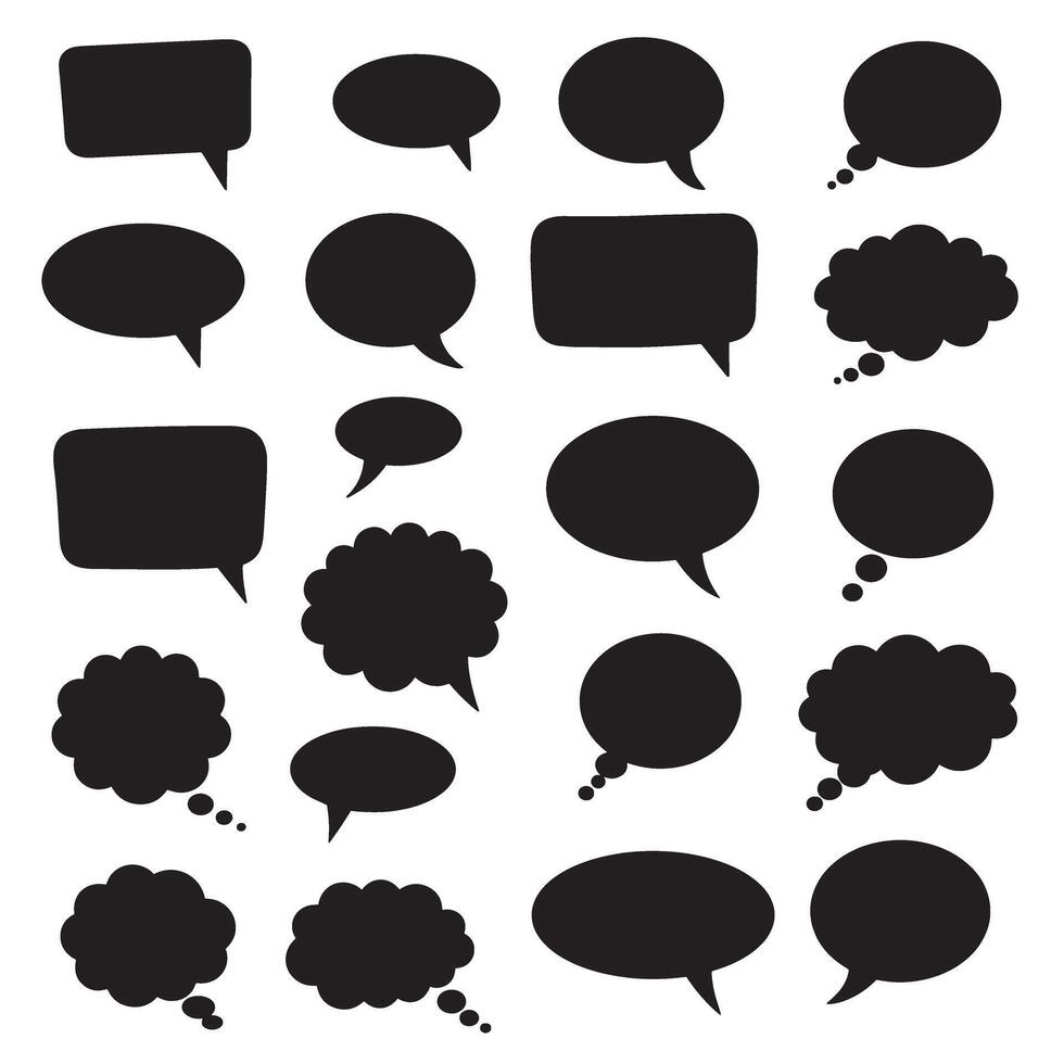 Comic art dialogue box element silhouette bundle for pop layout icons vector