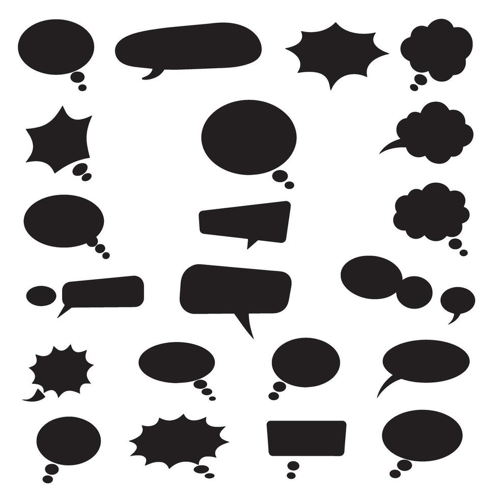 Speech and dialogue box element silhouette bundle for UI and social media layouts vector
