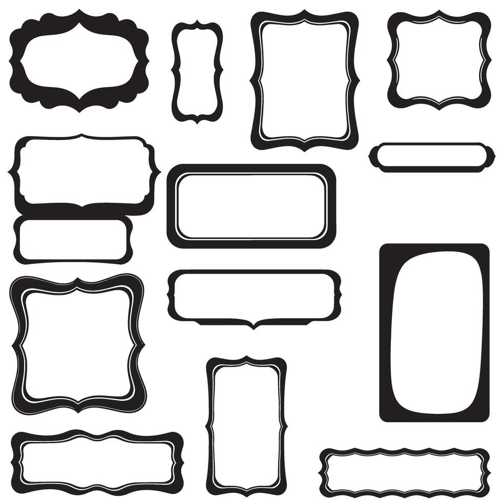 Abstract geometric shapes Vintage Groovy Photo Frame Design Silhouette bundle with geometric layout and swirl corners vector