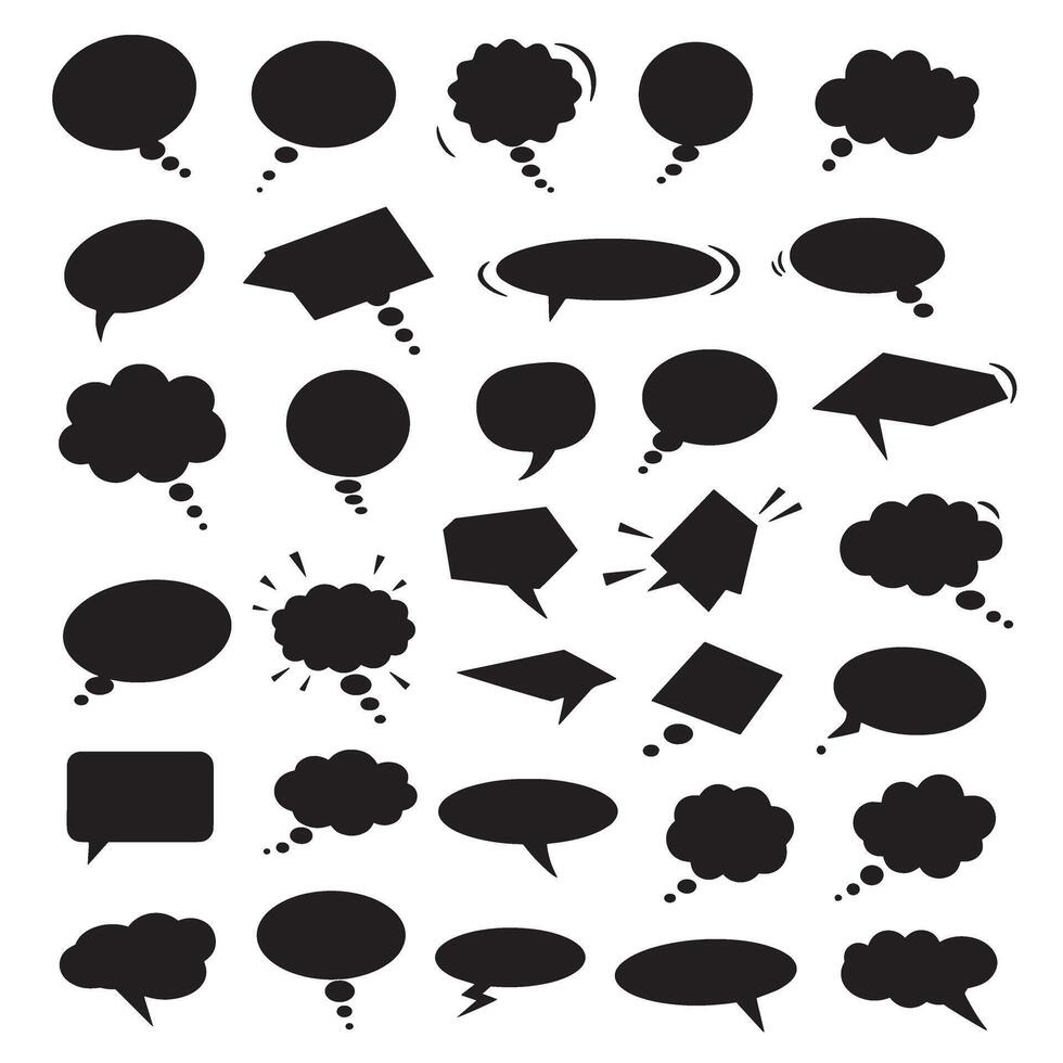 Dialogue box element silhouette bundle for modern infographic and speech layout vector