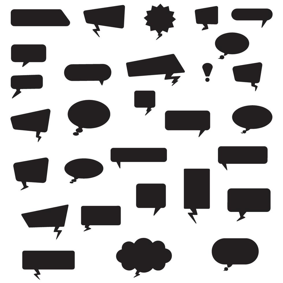 Hand-drawn dialogue box element silhouette bundle for comic styles vector